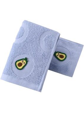 Light Blue Avocado Embroidered Hand Towel set